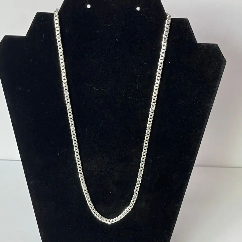 925 Sterling Silver Mexico Curb Chain Necklace 20” 4mm Wide 12.39g GA01